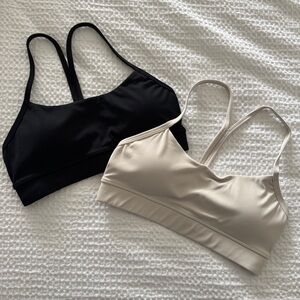 Women's Black and Cream Sports Bras Womens Spaghetti Thin Strap Bra Padded